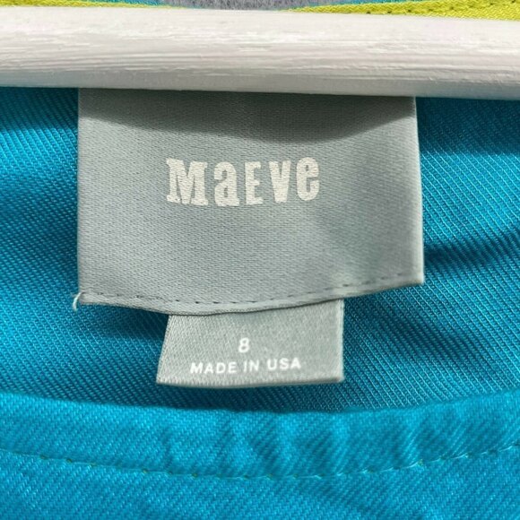 Maeve 100% Rayon Colorblock Shift Dress Womens 8 Motif Anthro Gogo 70s Retro - Picture 3 of 11